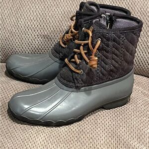 Sperry rain mud  Quilted Boots - Black and Gray